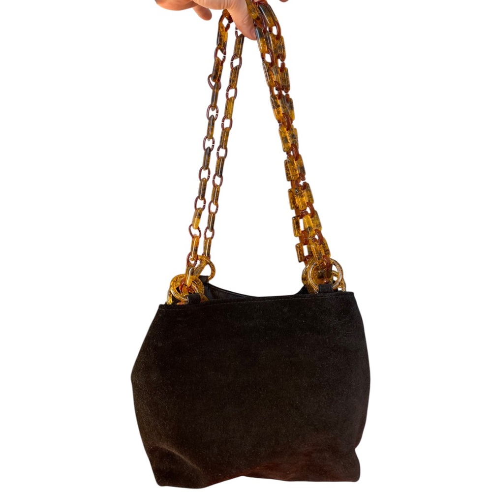 Neiman Marcus Suede Chain Strap Shoulder Bag